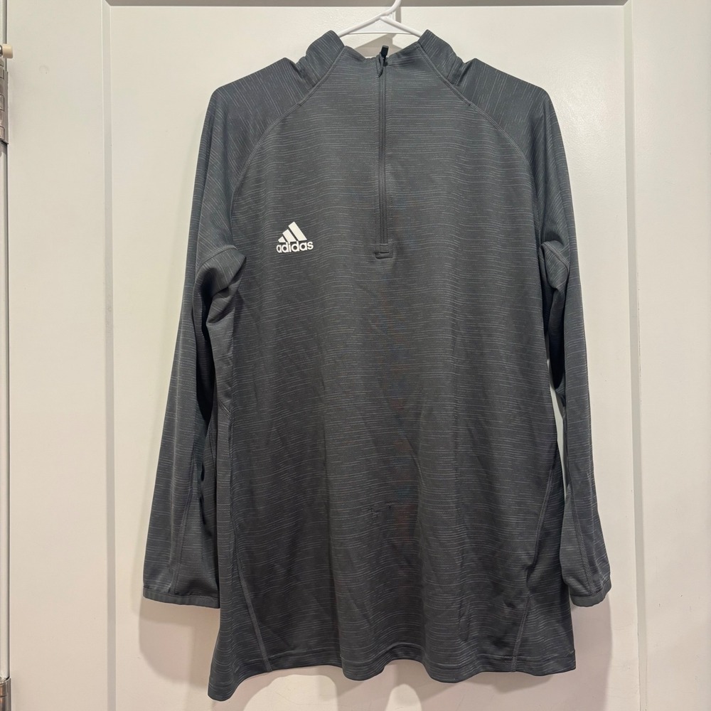 Adidas Mens 2XL Gray AEROREADY Quarter Zip Pullover Space Dye Athletic Top